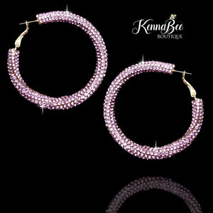 Colored Lavender Rhinestone Hoops 2.1