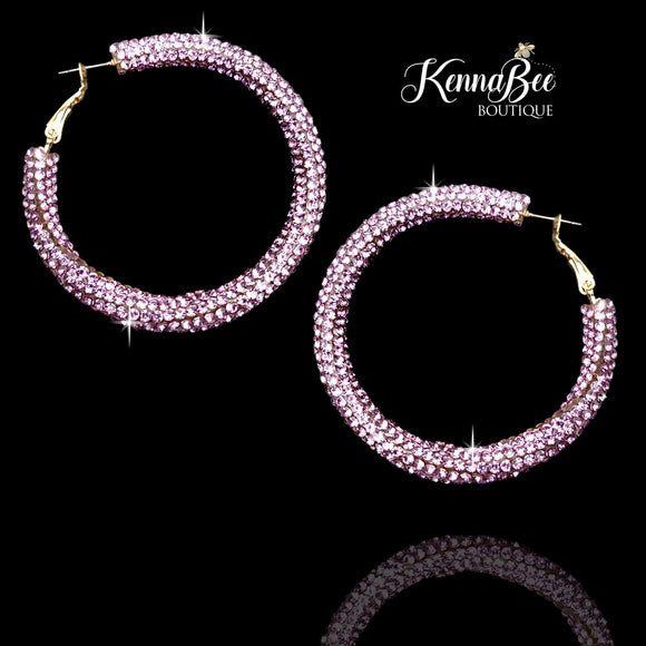 Colored Lavender Rhinestone Hoops 2.1