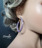 Colored Lavender Rhinestone Hoops 2.1