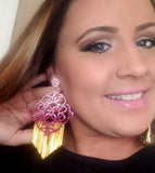 Pink Fuchsia Ombre Scrolls with Fringe