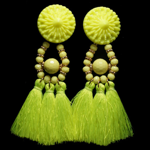 Neon Yellow Button Fringe